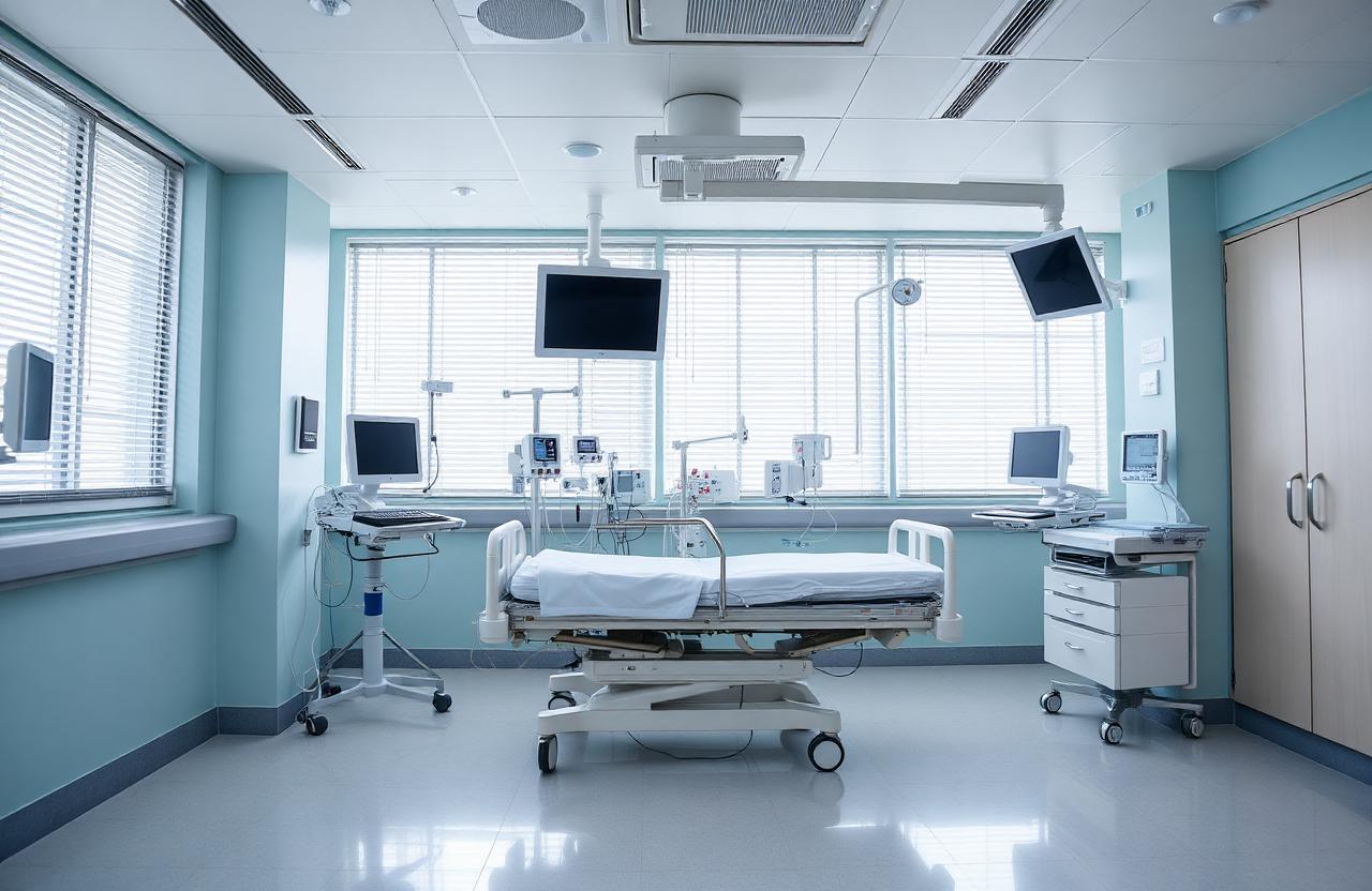 Intensive care unit bed with monitoring equipment